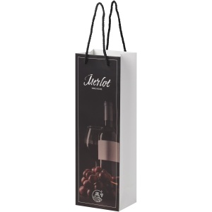 PF™ Handmade 170 g/m2 integra paper wine bottle bag with plastic handles