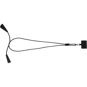 PF Funi recycled plastic smartphone lanyard with built-in data sync and 100W fast charge 5-in-1 cable