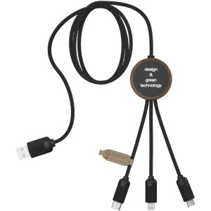 PF SCX.design C36 3-in-1 rPET light-up logo extended charging cable with round bamboo casing
