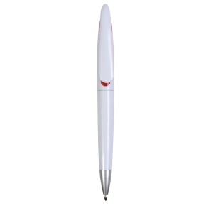 Plastic snap pen with white barrel and curved clip with coloured inside, jumbo refill - Img 10