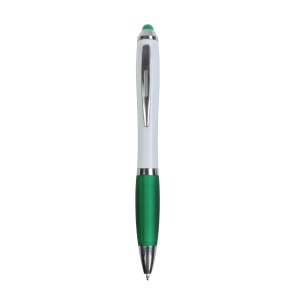 Plastic twist pen with white barrel, rubberised coloured grip - Img 9