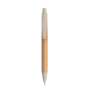 Push button ball pen with bamboo barrel and wheat-straw (50%) and PP (50%) fittings - Img 4