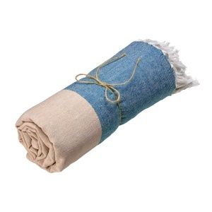 Recycled cotton beach towel 180 g/m2. Melange effect and fringes - Img 4