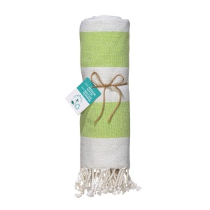 Recycled cotton fringed beach towel, size 90x170 cm - Img 4