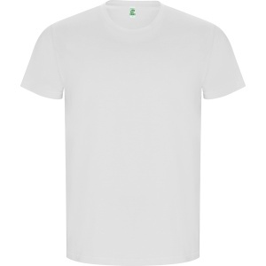 RO GOLDEN - 100% combed organic cotton, single jersey. Colour: 160 gsm. White: 170 gsm. Heather grey colour (58): 85% organic cotton / 15% viscose.