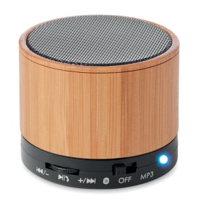 ROUND BAMBOO - Boxă rotundă wireless bambus