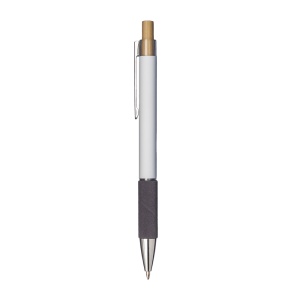 Stilou cu clic din aluminiu. Grip colorat cu efect catifelat, clemă și detalii metalice - Img 9
