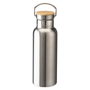Termos termoizolant din oțel inoxidabil cu pereți dubli și capac din bambus (500 ml) - Img 4