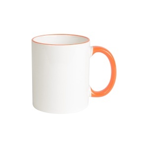 White grade A ceramic mug with coloured handle and edge, For dishwashers - Img 6