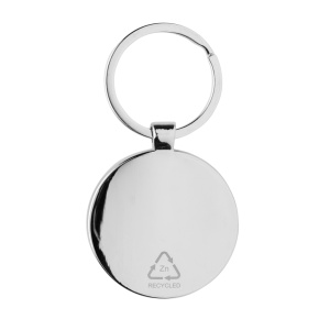 XD™ RCS recycled zinc alloy round keychain with bamboo