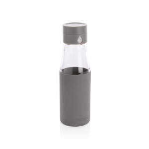 XD™ Ukiyo glass hydration tracking bottle with sleeve