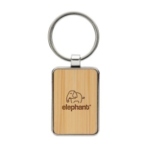 XD RCS recycled zinc alloy rectangle keychain with bamboo