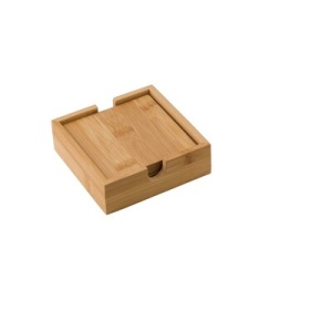 AX™ Set coaster din bambus pentru cupe, 4 bucăți - Img 1