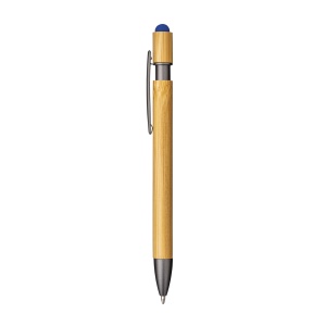 Bamboo and metal click pen. Burnished details and touch screen grommet - Img 2