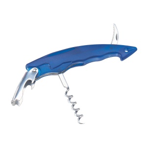 Bottle opener with corkscrew and foil cutter, transparent plastic with metal tools - Img 3
