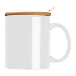 CM™ Ceașcă ceramică cu lingură și capac de bambus