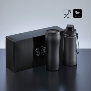 CO Drinking Set: cană termică 400 ml și sticlă din oțel 550 ml