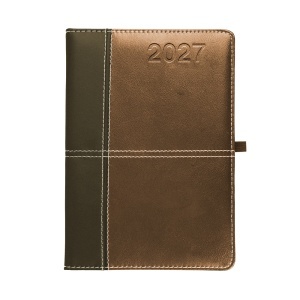 Daily planner 2027, thermo-varnished PU hard cover with stitching around the perimeter