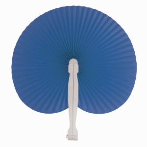 Evantai de mână din hârtie colorată cu mâner din plastic alb, 26 cm lungime, 24 cm diametru deschis - Img 5
