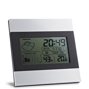 hi!™ DENE Stație meteo de birou cu ecran LCD din aluminiu și ABS