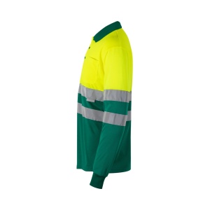 hi!™ VL VULCAN Tricou polo bicolor cu ochi de pasăre (160g/m²) cu mâneci lungi, din poliester (100%)