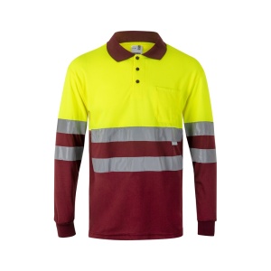hi!™ VL VULCAN Tricou polo bicolor cu ochi de pasăre (160g/m²) cu mâneci lungi, din poliester (100%)
