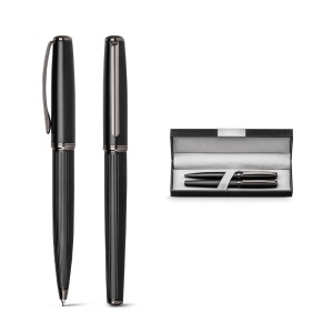 HI IMPERIO. Metal rollerball and ballpoint set with twist mechanism