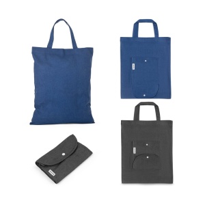 HI SIENA. Foldable bag in cotton (50%), recycled cotton (30%) and polyester (20% rPET) (140 g/m²)