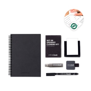 HI STARTER KIT INFINITEBOOK A5 PLANNER TEXTURE. Kit comprising "Infinitebook" with hard cover, 1 cleaning kit, 1 marker and 1 ballpoint holder
