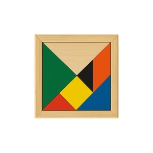 Joc tangram din lemn colorat, 7 piese - Img 2