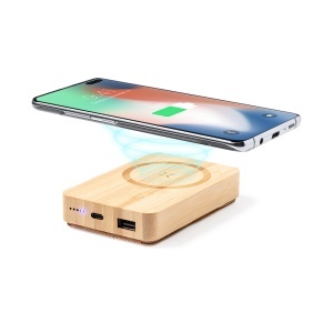 MAK Dobson - Power Bank Bamboo/ Cork Wireless 15W. Magnetic. 5000 mAh. USB Output. Type C Output and Input - Img 5