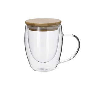 MAK Helmar - Insulated Mug Borosilicate Glass/ Bamboo 300 ml