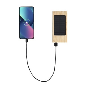 MAK Molden - Power Bank Bamboo 4000 mAh. Solar Charging. 2 USB Outputs. Type C Output and Input - Img 4