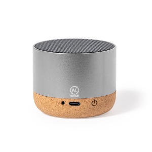 MAK Moore - Speaker Recycled Aluminium/ Cork Bluetooth Connection. Sound Power 3W. Battery 300 mAh