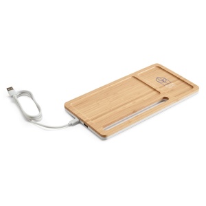 MOTT. Desktop organiser with 15W wireless charger in bamboo and ABS - Img 1