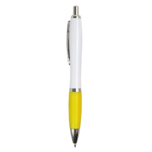 ON™ ABS plastic snap pen with white barrel, Italian flag-coloured grip and metal clip