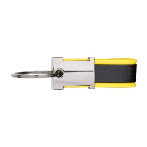 ON™ Keyring in burnished metal and two-tone PU, with space suitable for resin logo
