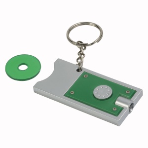 ON™ Plastic key ring with shopping trolley token and light