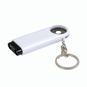 ON™ Plastic key ring with shopping trolley token and 2-LED light