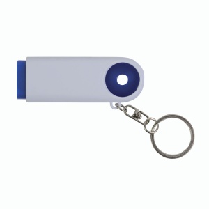 ON™ Plastic key ring with shopping trolley token and 2-LED light