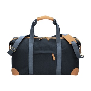 ON™ Recycled canvas duffle bag. Adjustable and removable shoulder strap with metal buckles