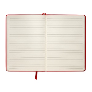 ON™ PU notebook with coloured elastic, ruled sheets (80 pages), ivory colour, satin bookmark