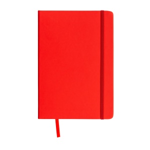 ON™ PU notebook with coloured elastic, squared sheets (80 pages), satin bookmark