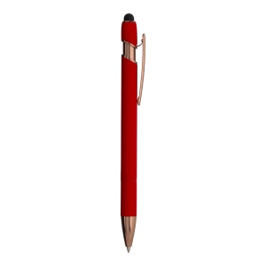 ON™ Rubberized aluminium snap pen with touch screen eraser and metal clip