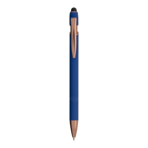 ON™ Rubberized aluminium snap pen with touch screen eraser and metal clip