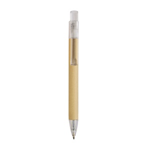 ON™ Push button ball pen with recycled carton barrel and plastic fittings