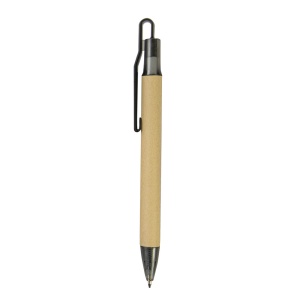 ON™ Push button ball pen with recycled carton barrel and plastic fittings