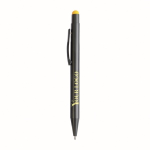 ON™ Aluminum push button ball pen with colored touch screen and laser engraved logo