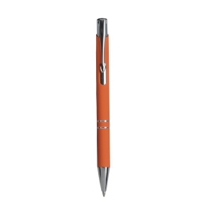 ON™ Aluminium snap pen with rubberised grip with 2 chrome trim rings