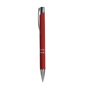 ON™ Aluminium snap pen with rubberised grip with 2 chrome trim rings